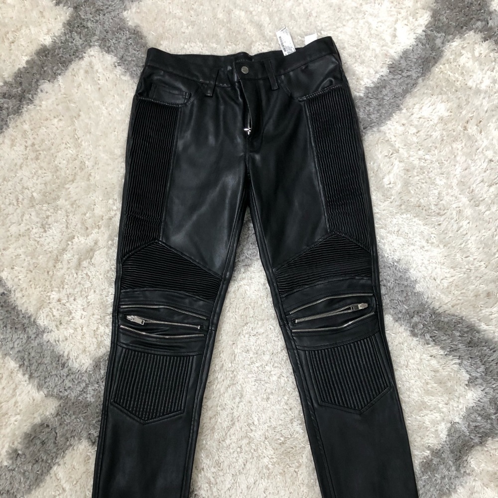 Men Zara black leather pants
